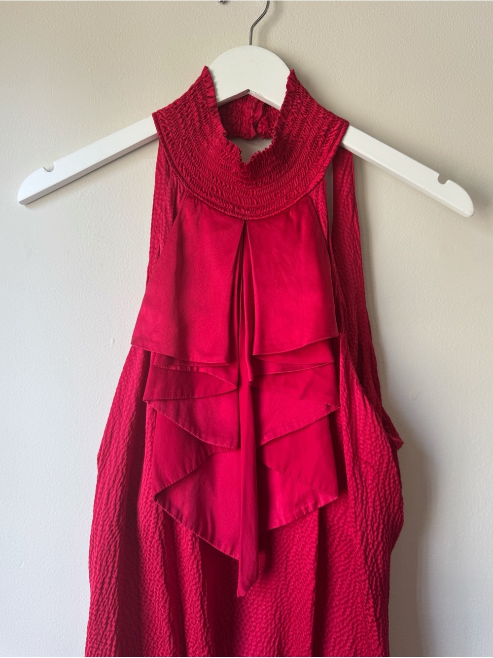 Ruby Silk Ruffled Halter Top - Picture 2 of 4